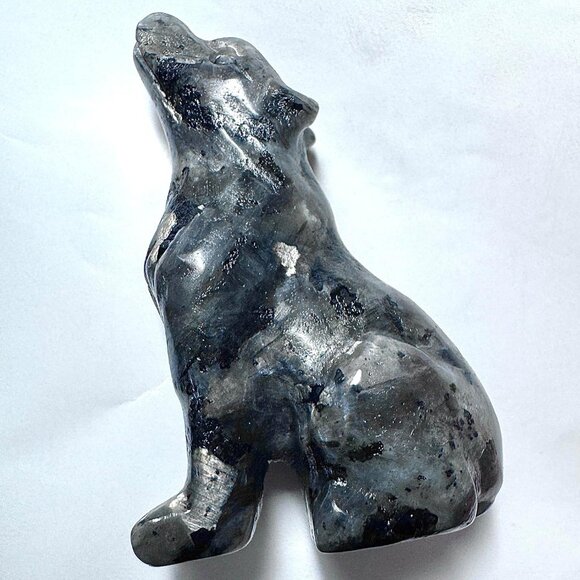 2Inch ​Black Obsidian Wolf Crystal Carved Stone Energy Gemstones for Luck Statue - Picture 1 of 1